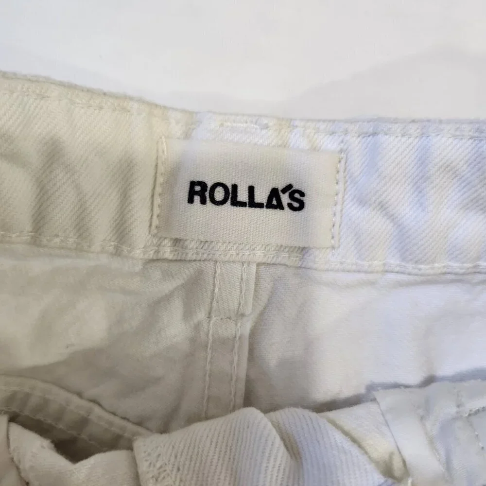 Rolla's Duster High Rise‎ Slim Denim Shorts 26 Vintage White Worn Distressed